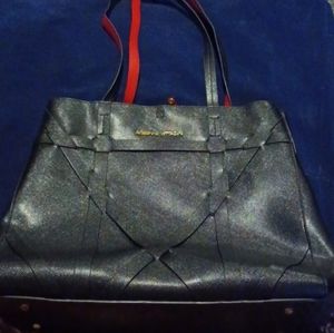 Adrienne Vittadini Woven Detailed Large Black/Red Purse/Bag *NWOT